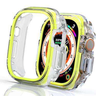Imagem de Capa protetora moderna de 49 mm para Apple Watch Ultra 2/Ultra 49 mm, moldura resistente + protetor de para-choque transparente e macio, capa protetora para iWatch para Apple Ultra 2 e 1 acessórios de