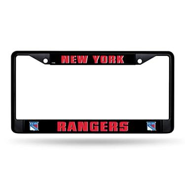 Imagem de Rico Industries NHL New York Rangers Preto 30,48 cm x 15,24 cm Metal Preto Moldura Carro/Caminhão Acessório Automotivo