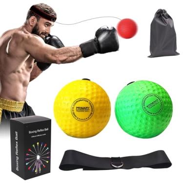 Imagem de Zomhaos Conjunto de faixa de cabeça de bola de reflexo de boxe, equipamento de boxe, inclui 4 bolas diferentes e 2 faixas ajustáveis, seleção de conjunto de 2 e 4 bolas, presentes de bola boxer