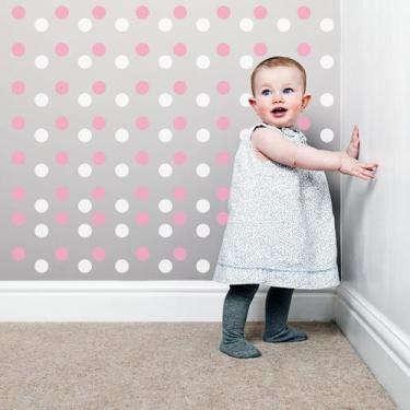 Imagem de Adesivo Infantil Bolinhas Rosa e Branco-280un - Quartinhos