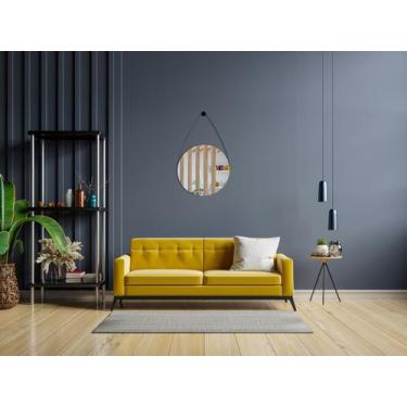 Imagem de Espelho Decorativo Adnet Wood Preto Alça material sintético Preta 38 c