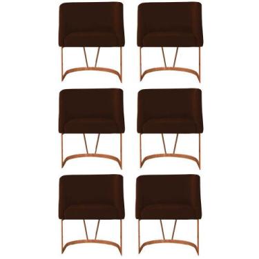 Imagem de Kit 06 Poltrona Cadeira Aurora Luxo Confort Industrial Ferro Bronze Ve