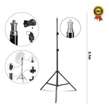 Imagem de Kit C/ 2 Tripé Iluminação Fotográfica Ring Light Led Softbox etc 2,10m