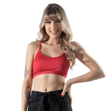 Imagem de Top Fitness Bella Fiore Nadador Feminino Alça Fina Academia, Vermelho,