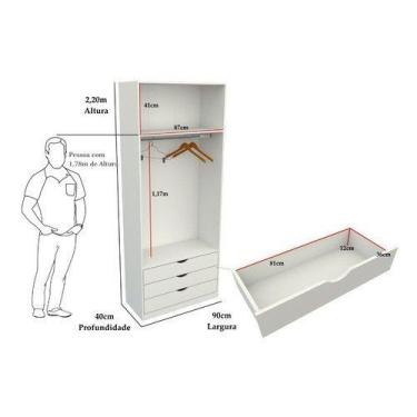 Imagem de Armário Cabideiro Gaveteiro Misto M49 Closet Loja 100% Mdf - VETORIAL 