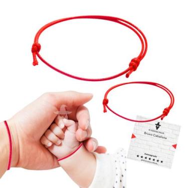 Imagem de Kit 2 Pulseiras Mamãe + Bebê Vermelha Amuleto Proteção Cabalística  Co