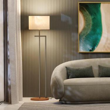 Imagem de Luminária Indústrial De Chão Salone Preto Com Cúpula Palha Unidecor, B