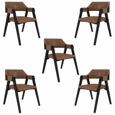 Imagem de Kit 5 Cadeiras Sala de Jantar e Jogos Carteados Madeira Maciça Poker P