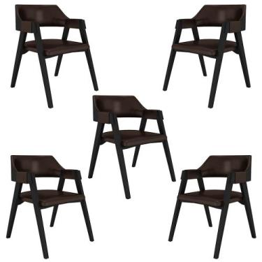 Imagem de Kit 5 Cadeiras Sala de Jantar e Jogos Carteados Madeira Maciça Poker P