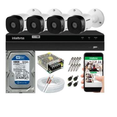 Imagem de Kit Cftv 4 Câmeras De Segurança Intelbras Multi Hd 720p E Dvr Mhdx 120