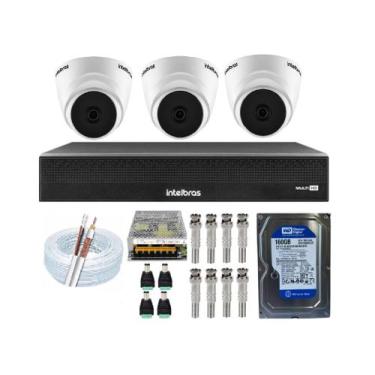 Imagem de Kit Intelbras Full Hd Dvr 04ch + 03 Câmeras C/ Áudio + HD + Acessórios