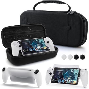 Imagem de GLDRAM Estojo de Transporte para Controle Remoto Do Playstation Portal, Bolsa de Armazenamento de Viagem Portátil com Ranhura Integrada para Acessórios Do Ps5 Portal com Capa de Silicone Transparente