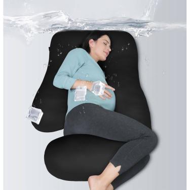 Imagem de Almofada de gravidez MOON PARK em forma de U de corpo inteiro com capa preta