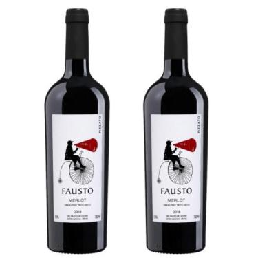 Imagem de Kit 2 Un Vinho Fausto de Pizzato Merlot 750 ml