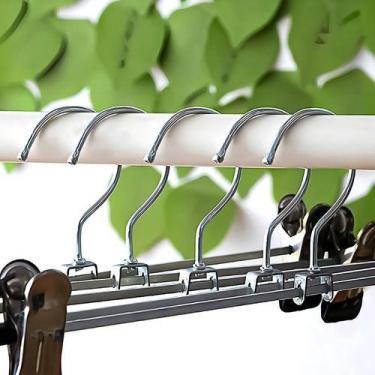 Imagem de Kit 20 Cabides Cromado Com Presilhas-Calças, Saia ou Bermuda - Ikaza