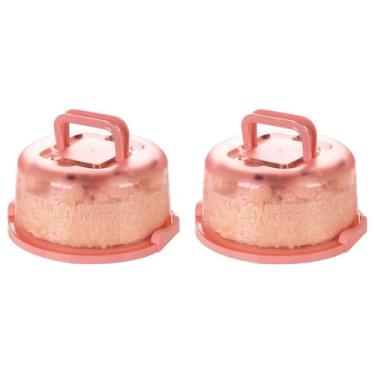 Imagem de 2 Pces 6/8 Polegada Porta Bolo Redondo, Suporte Portátil do Queque do Suporte do Bolo Com Alça da Tampa para Segurar Facilmente Bolos Tortas Sobremesas (azul)