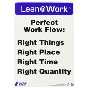 Imagem de Zing Green Products 2184 Placa de plástico reciclado Lean at Work "Perfect Work Flow", 35,5 cm de comprimento, 25,4 cm de largura