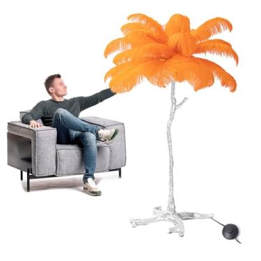 Imagem de Luminária de chão, lâmpadas de piso de penas, lâmpadas de chão modernas de resina, lâmpadas de LED 3 tons, lâmpada de pé regulável, interruptor de pé, lâmpada de leitura para quarto - presente