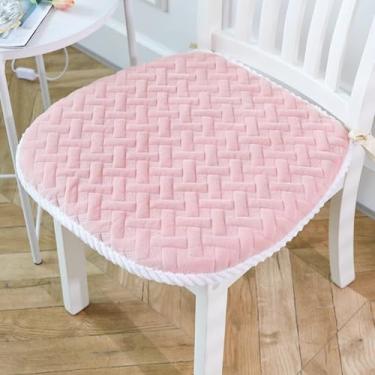 Imagem de ULYTMMJG Almofada de assento adornada confortável de cor sólida, durável, espessa, antiderrapante, almofada de cadeira respirável para quatro estações, para cadeira de escritório, cadeiras de jantar