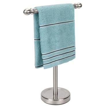 Imagem de Suporte de toalha de mão, suporte de toalha de mão em forma de T para banheiro, toalheiro de mão, barra de toalha independente para banheiro e cozinha, bancada de aço inoxidável (níquel escovado)