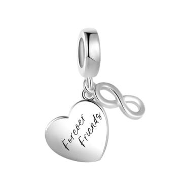 Imagem de MiiFort Pingente de coração de amor prata simples para pulseiras Pandora Charms Moments, One Size, Cobre, Sem Pedra Preciosa