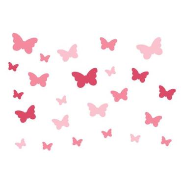 Imagem de Adesivo Parede Infantil 42 Borboletas 3 Tons Rosas Menina