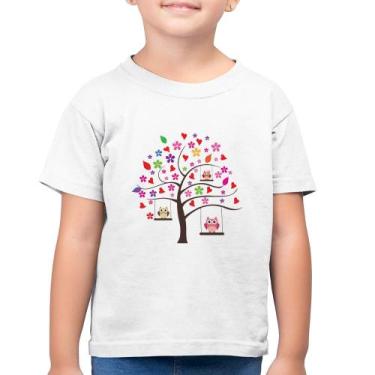 Imagem de Camiseta Algodão Infantil Árvore Corujas - Foca na Moda, Branco, 10