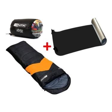 Imagem de Saco De Dormir Viper + Isolante Térmico - Preto E Laranja
