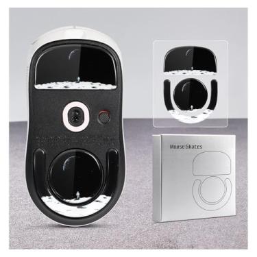 Imagem de yiodelu Patins de mouse duráveis e finos de vidro temperado para Logitech G PRO X Superlight 2 Mouse sem fio para jogos com superfície de vidro ultra suave (padrão de astronautas)