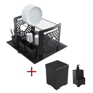 Imagem de Kit Cozinha Escorredor coração + Lixeira 5,4L + Dispenser - Stolf, Pre
