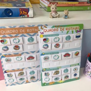 Imagem de Quadro de Rotinas Diárias (Azul com laranja)