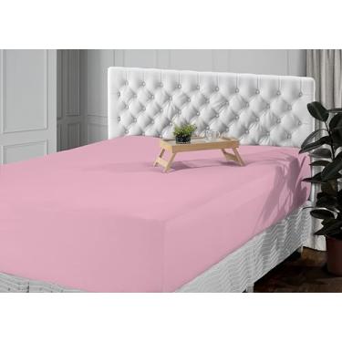 Imagem de Lençol Avulso com Elástico 400 Fios Micropercal Premium, Toque Acetinado e Proteção Antialérgica | Disponível King, Queen, Casal e Solteiro (Rosa, King)