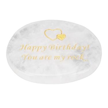 Imagem de Inspire Inspirational Golden Message Rock Rock Ideal Birthday, Resistente e Duradouro, Decoração Elegante, Pedra de Aniversário para Decoração de Escritório e Ornamentos do Quarto (Rose Quartz) (Cristal branco)