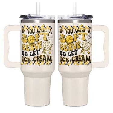 Imagem de AT2Z GLOBAL Presentes de voleibol para meninas, mulheres e treinadoras - Copo de 1,134 g com alça para amantes de vôlei, amantes de esportes, jogadoras, treinadores - Presente de copo para aniversário