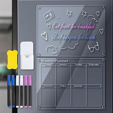 Imagem de Calendário de Acrílico Magnético para a Geladeira Planner Acrílico de Tamanho Grande Com Marcadores e Apagador para Planejar Qualquer Atividade (Semanalmente e em branco)