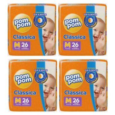 Imagem de KIT 4 Fraldas Pom Pom Clássica Jumbo Tamanho M C/ 26 unidades