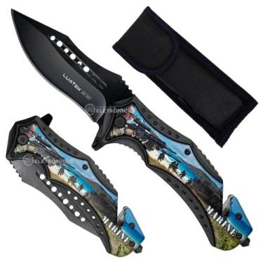 Imagem de Canivete Semiautomático com Quebra-Vidro e Cortador Ferramenta Profiss