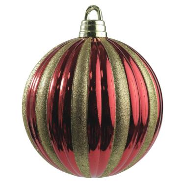 Imagem de Bola decorada natal (vermelho dourado) 24cm