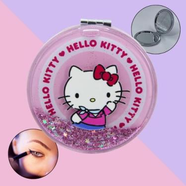 Imagem de Espelho Duplo Infantil Original Sanrio Rosa Hello Kitty