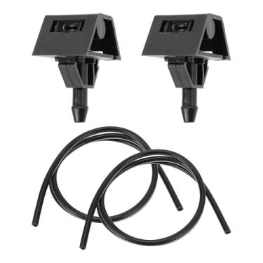 Imagem de A ABSOPRO Kit de bocal de lavador de para-brisa para Nissan Qashqai 2008-2018 Bocais de pulverização de para-brisa limpador de spray jato Nº 28932JD000 2 peças Mangueira de fluido de 1 metro