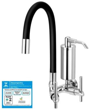 Imagem de Torneira Gourmet Com Filtro de Cozinha Flexível Preta 1/4 de Volta Cop