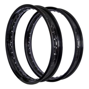 Imagem de Par Aro Preto Aço 18x1.60 18x1.85 Cg Titan 125 150 Ybr Start
