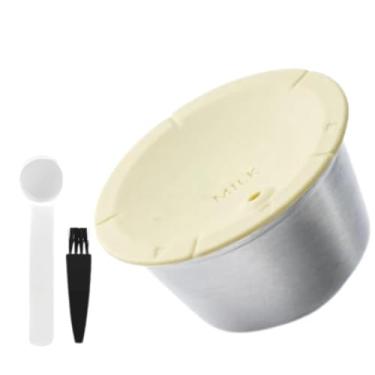 Imagem de Capsula de Leite Crema Inox Reutilizável Dolce G, capsula recarregável leite em pó instantaneo, Filtro de leite reutilizável, compativel maquinas Gênio Plus - Gênio Touch - Lumio - Melody - Mini Me