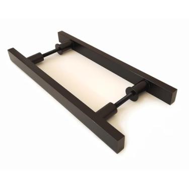 Imagem de Puxador Porta de Madeira e Vidro Pivotante Correr Box Banheiro 30cm Preto Fosco Duplo Barra Chata Retangular Alumínio