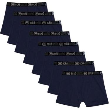 Imagem de Kit 8 Cuecas Masculinas Boxer Cotton Basic Ecko Unltd Azul, GG