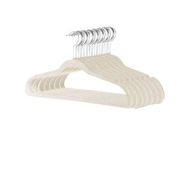 Imagem de Kit Cabides Veludo Para Roupas Adulto 50 Unidades Fino Resistente(Bege)