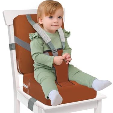 Imagem de Assento infantil para cadeira de cozinha e mesa de jantar – Almofada de espuma de poliuretano impermeável com encosto e alças de segurança – dobrável, design leve para crianças de 2 a 6 anos – fácil