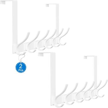 Imagem de Pacote com 2 ganchos sobre a porta, cabide de porta resistente, toalheiro grande sobre a porta com 12 ganchos, resistente fácil de instalar, para banheiro, quarto, cozinha, toalhas de pendurar