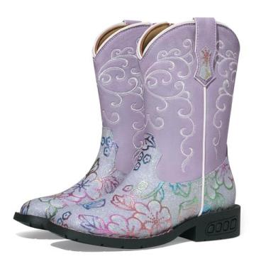 Imagem de Botas de cowboy Rollda Kids Glitter Western Sequin Purple Sz 10
