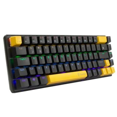 Imagem de Teclado Mecânico Gamer 60% Computador Rgb Hot Swap Usb Pc Português Brasil (Amarelo)